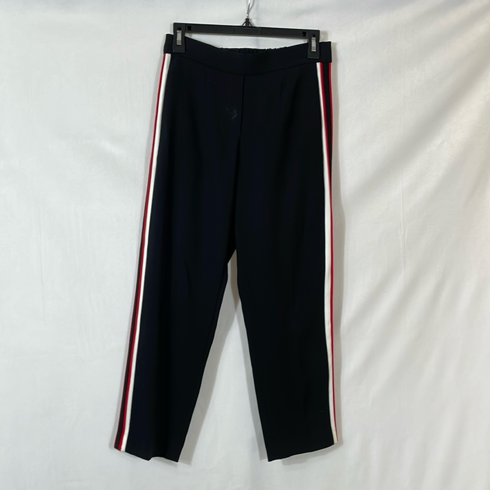 Babaton Pants Trouser Size 4 Black With Red and White Tuxedo Stripe EUC